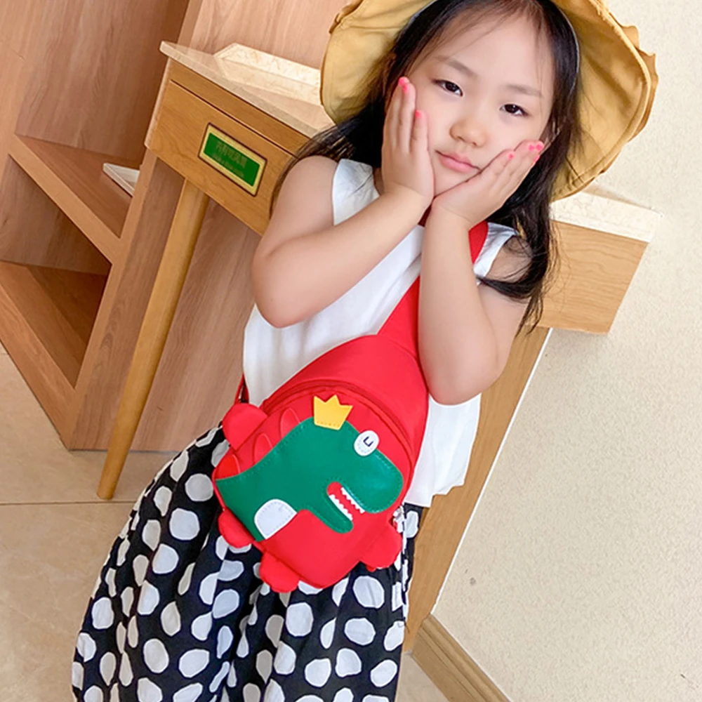 New Children Waist Bag Boys Girls Cartoon Dinosaur Messenger Bag Nylon Kids Casual Bag