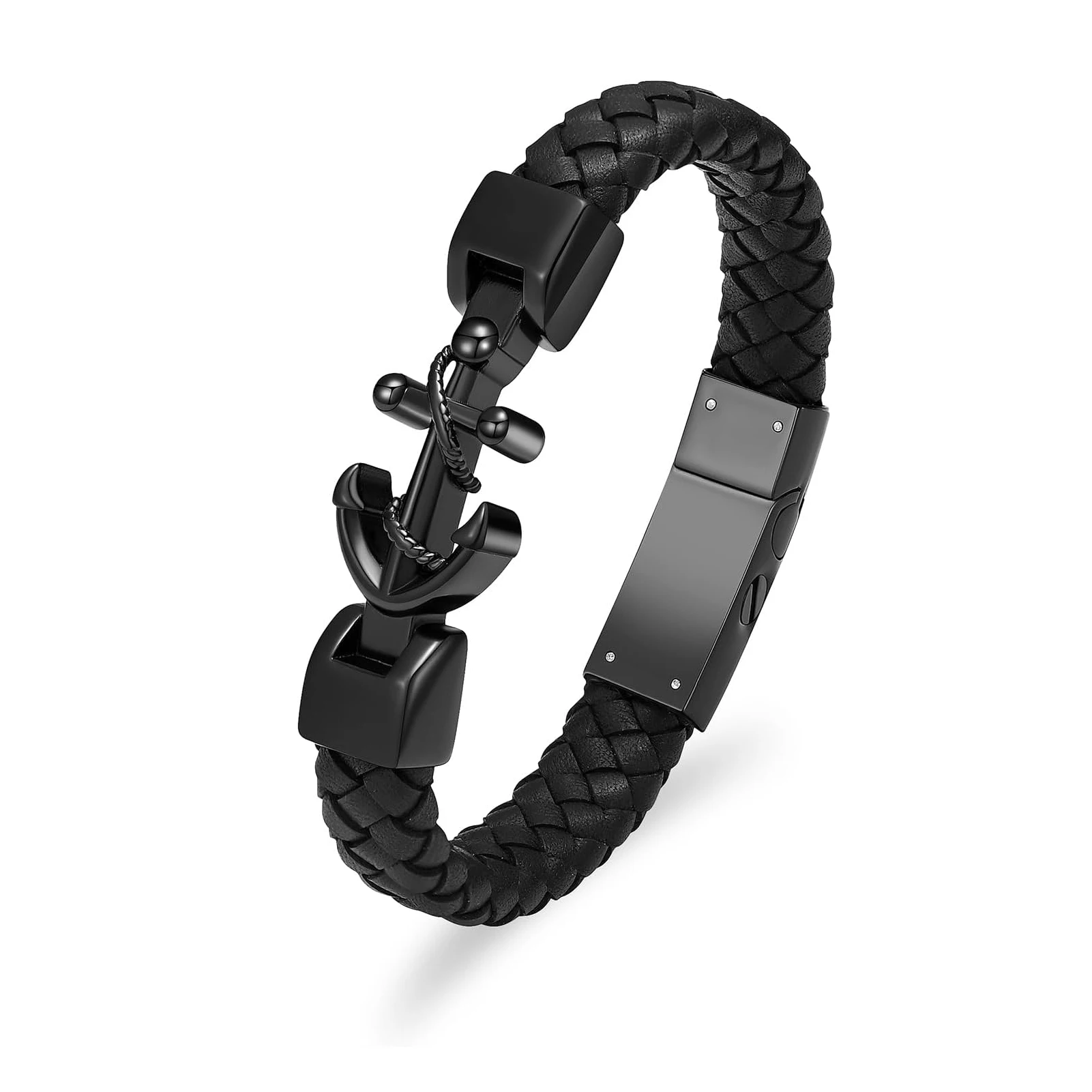 Anchor Urn Bracelet for Ashes for Women Men Stainless Steel Cremation Jewelry Leather Bangle Cuff Ashes Holder Bracelet Memorial