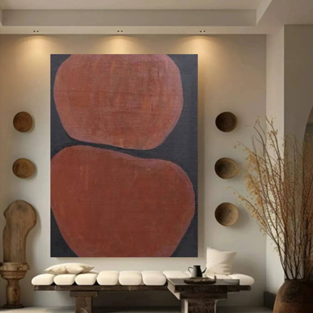 

100% hand drawn in red and black abstract oil painting original wall painting home living room decoration paint interior aesthet