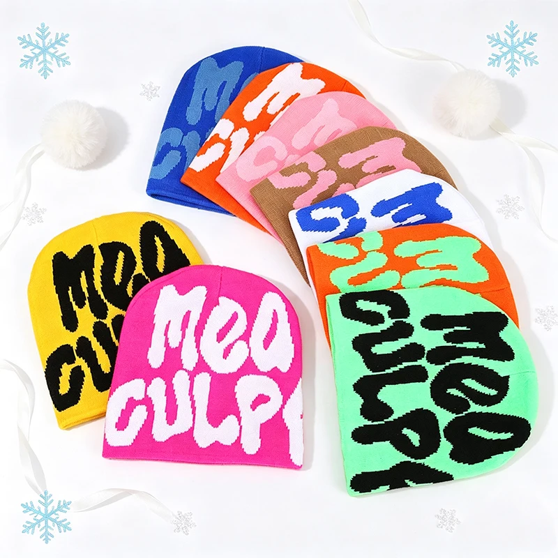Beanie Cuffed Knit - Berretto in maglia con stampa lettera