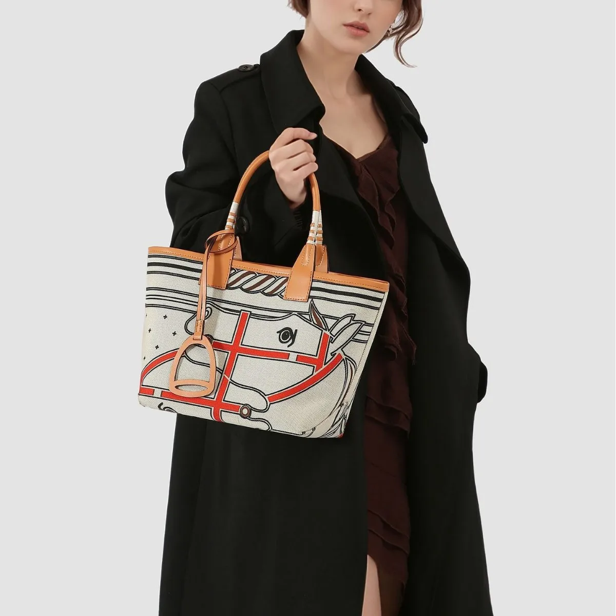 

Fall Winter 2025 Printed Canvas Tote Bag for Women’s, Cozy Casual Convertible Shoulder Bag, Versatile Bag for Daily Use