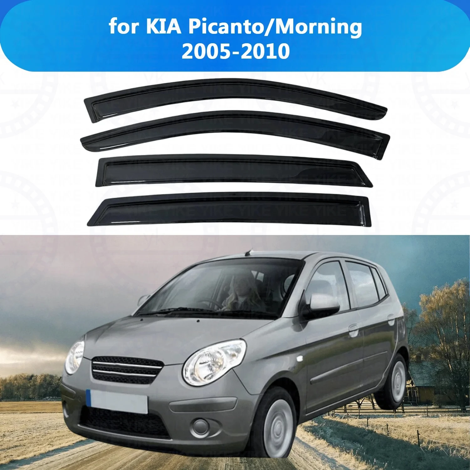 

FOR KIA Picanto/Morning 2005 2006 2007 2008 2009 2010 Side Window Visor Rain Guard Side Vent Deflector Weathershield Outside