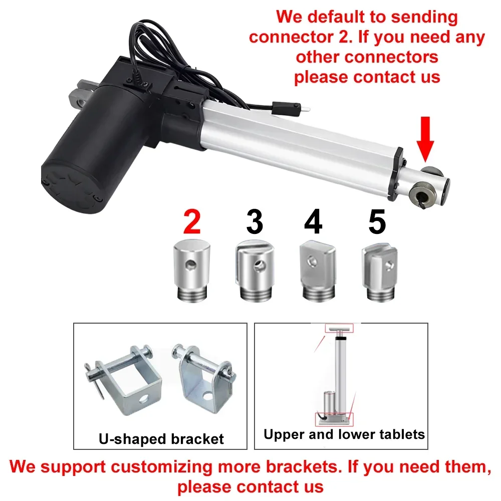 Linear Actuator 6000N Electric Push Rod  IP54 DC Motor Remote Rod 12-48V High Thrust Low Noise U-shape for Turning Bed Elevator