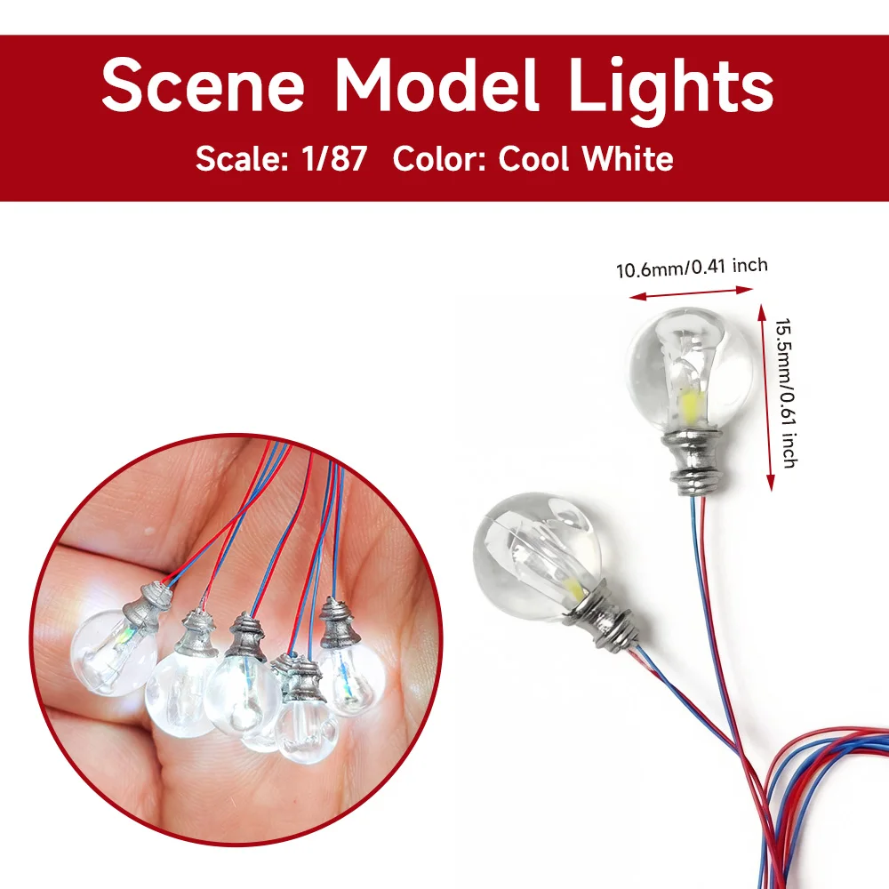 5 Stück 3V Miniatur-LED-Lampen für 1/87 1/100 1/150 DIY-Modellbau/Puppenhaus-Dekoration/Dioramen-Zubehör/Mikrolandschaft