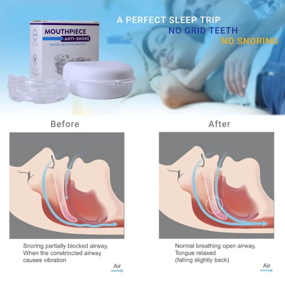 New Transparent Mouth Guard Anti-Snoring with Box Dental Device Adjustable Denture Unisex