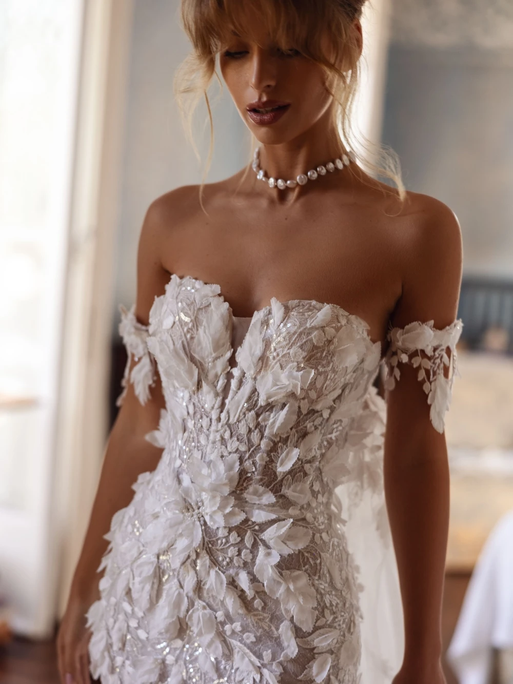 Robe de Mariée de Luxe à Fleurs 3D Brillantes avec Traîne, Longue Sirène à Paillettes, pour Patients, Personnalisée