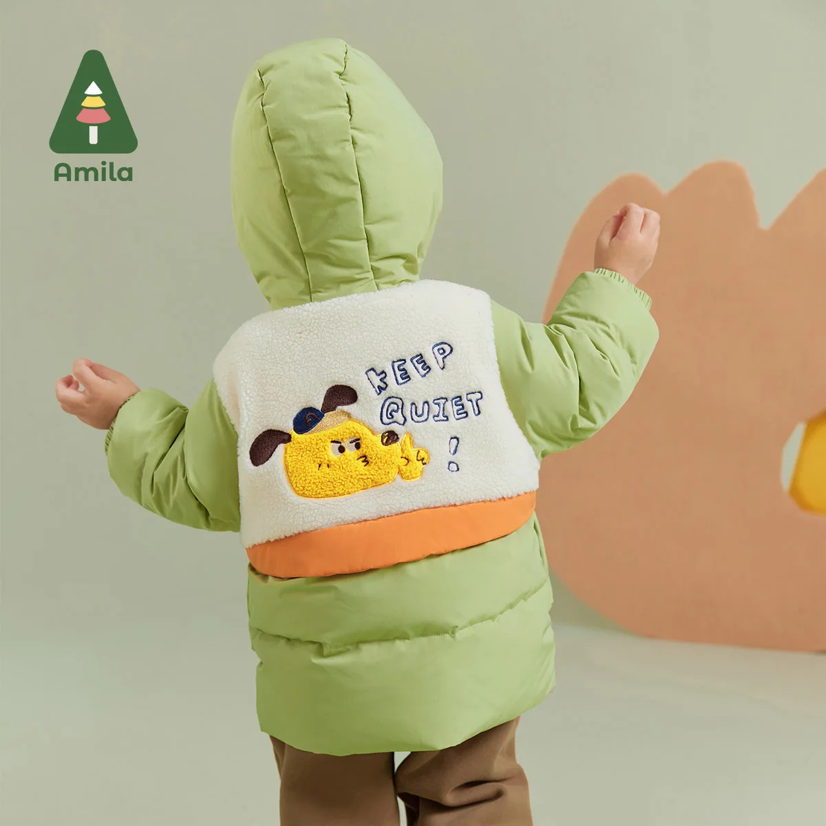 Amila Baby Boy Cotton-padded Clothes 2024 Winter New Hooded Fleecing Soft Fashion Warm   Baby Clothing