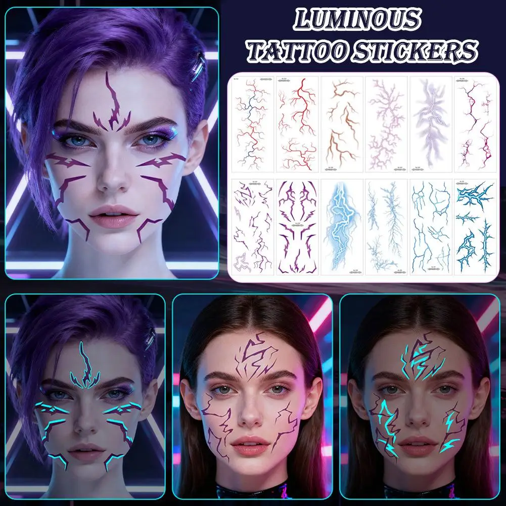 

Большая временная татуировка с красной молнией на Хэллоуин для макияжа на Хэллоуин-реалистичный дизайн вен, татуировка для лица, боди-арт