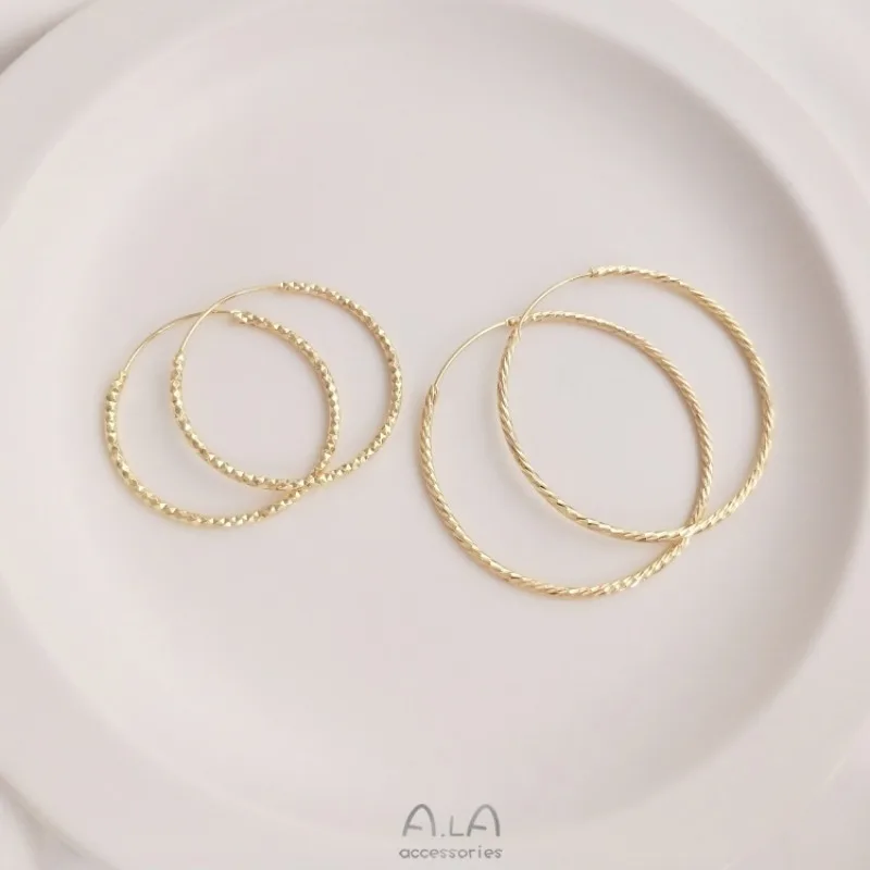 Fashion Light Luxury Trendy Big Earrings 14K Gold Color Faceted Earrings Simple Temperament Cold Wind Ear Jewelry