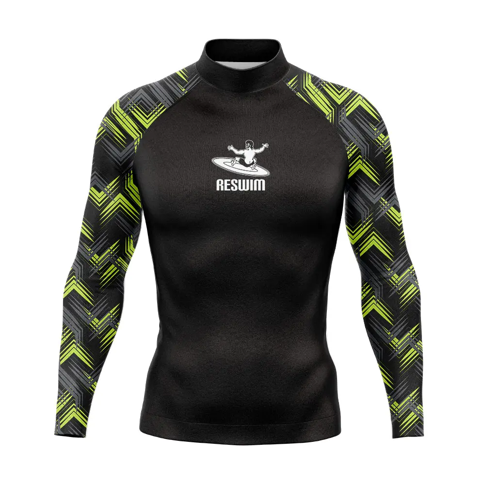 Summer Men's Surfing T-shirts Beach UV Protection Swimwear 2025 Long Sleeve Rash Guards Swim Surf Swimsuit Surfing Diving Suit