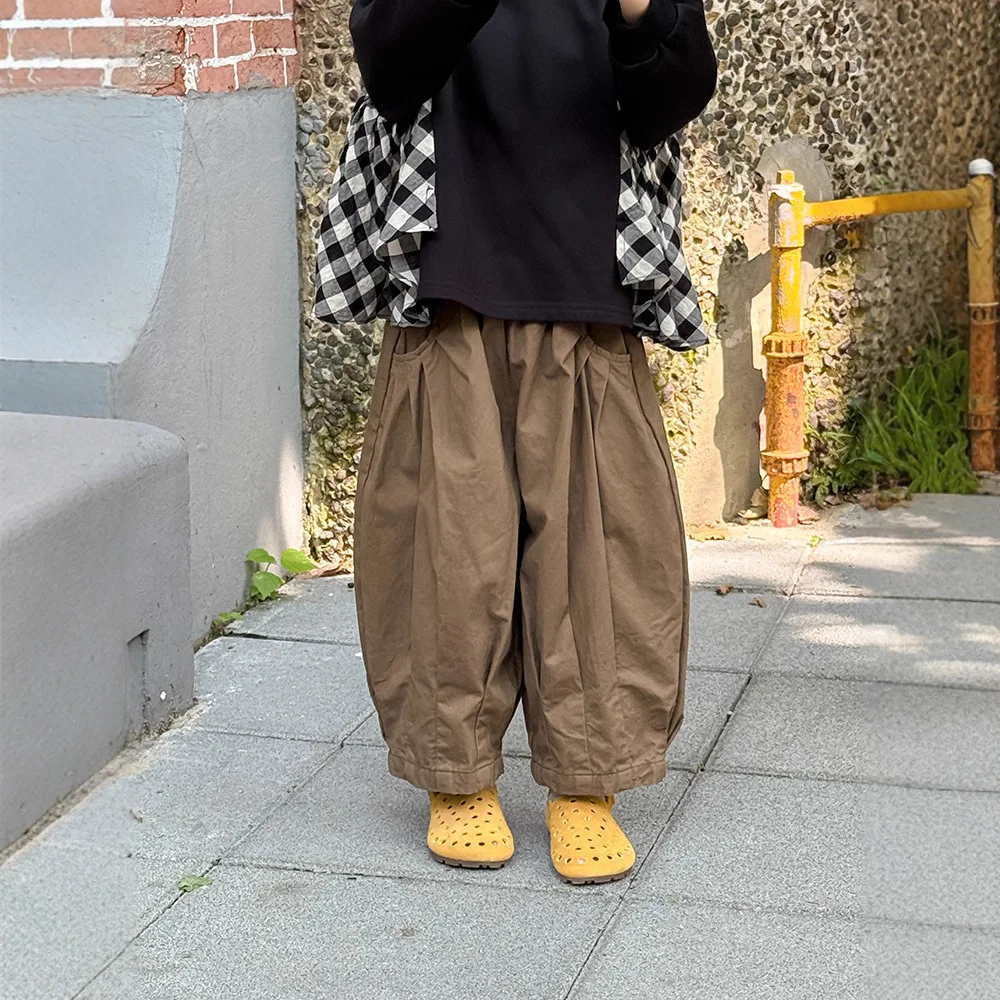 

2025 Spring and Autumn New Children's Solid Color Pants Korean Version of Boys and Girls Loose Radish Pants Versatile