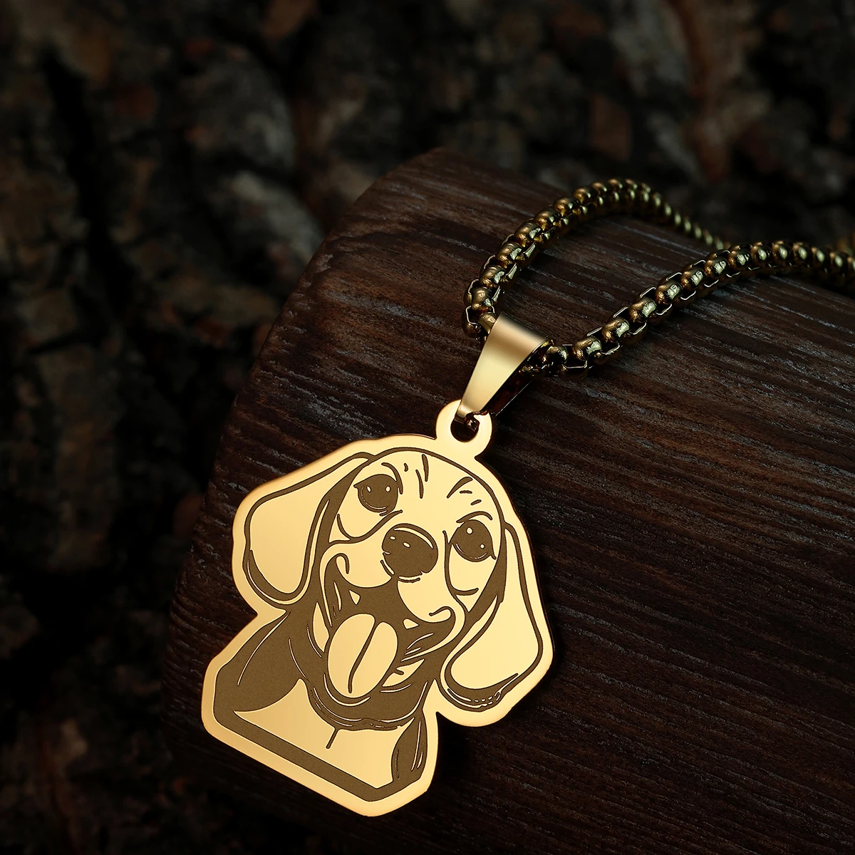 Stainless Steel Beagle Dog Pet Pendant Choker Thick Keel Chains Fashion Gold Plated Necklace for Women Unisex Jewelry Kids Gifts