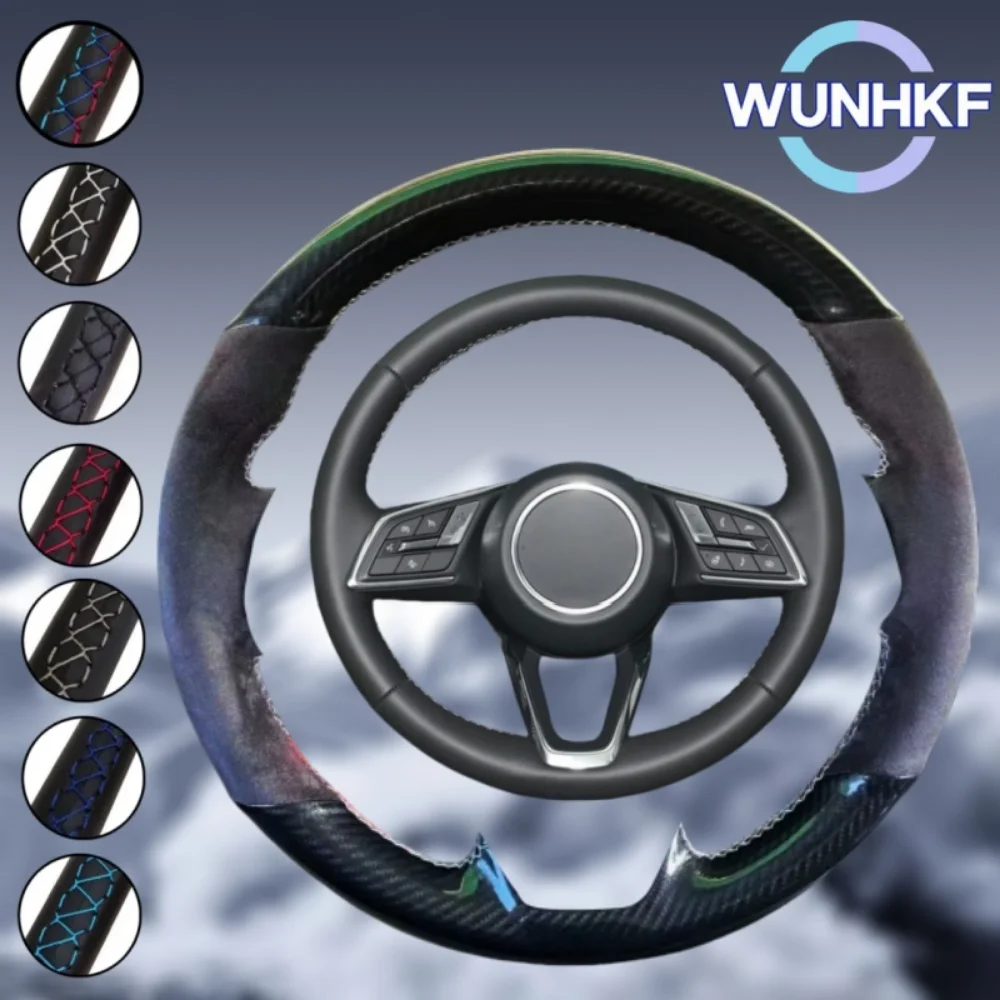 

Custom Black Car Steering Wheel Braid Cover For Buick E5 E4 2023 2024 Suede Carbon Fiber Leather Steering Wrap Accessories