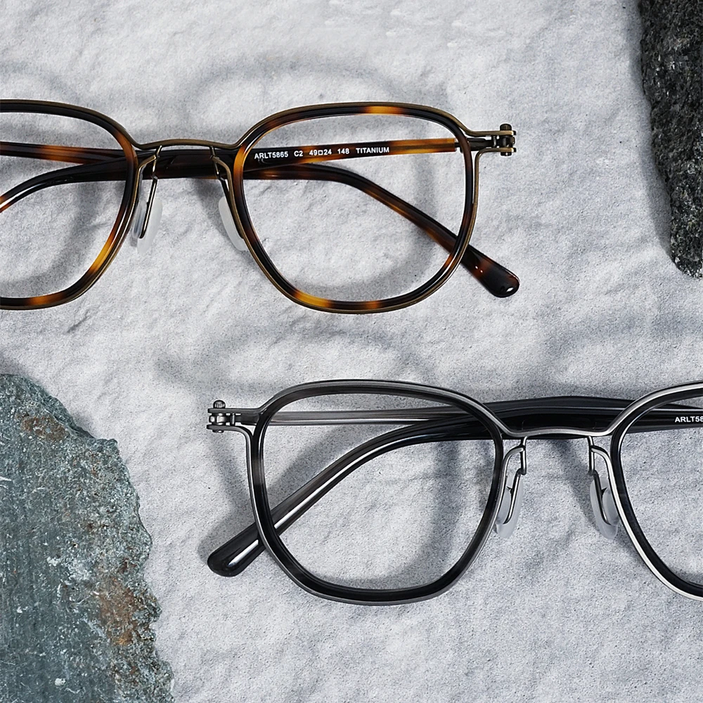 

Handmade Titanium Acetate Square Eyeglasses Men Top Quality Women's Trendy Glasses Frames Ultralight Vintage Full Rim Eyewear