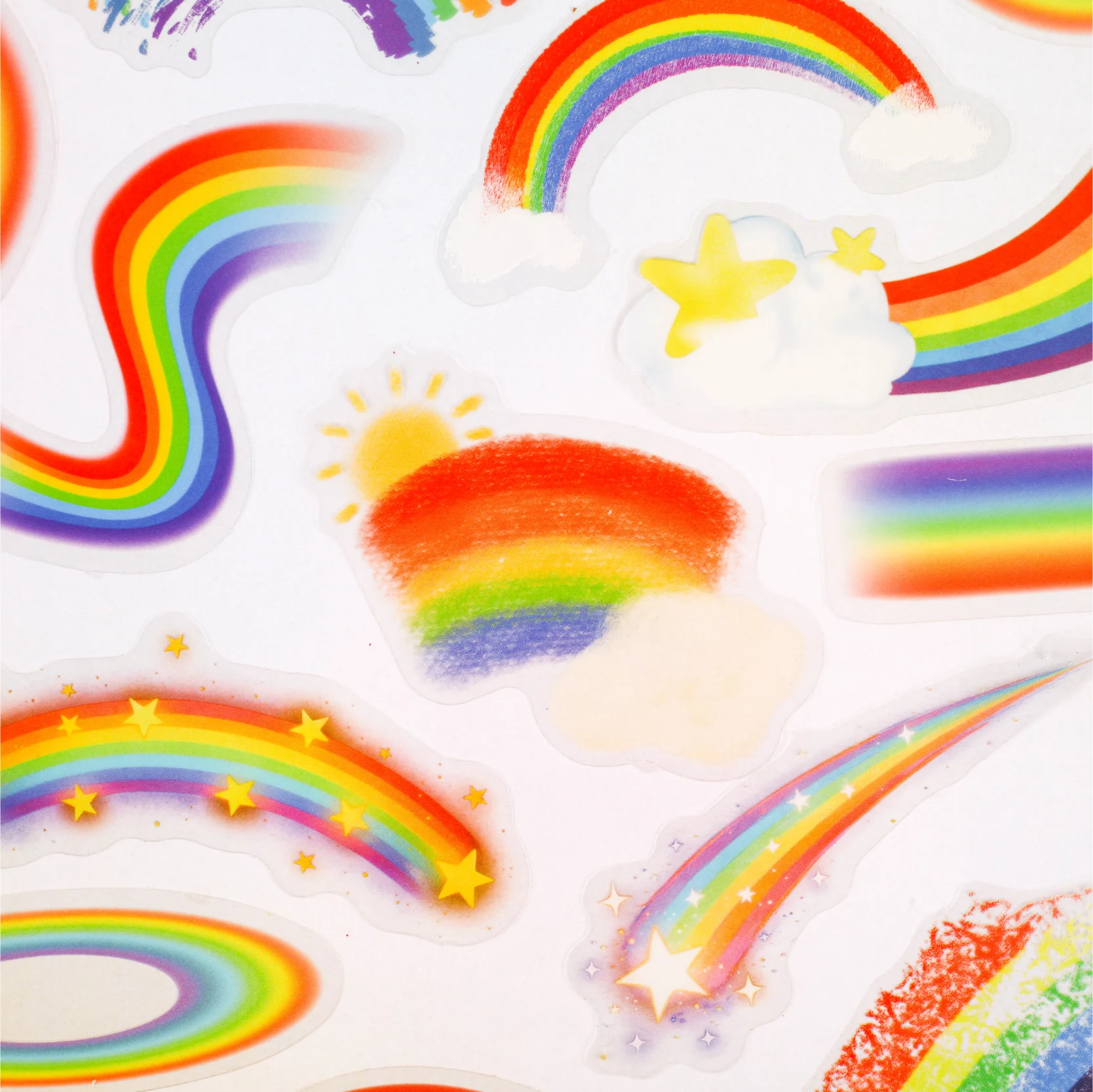 JIANQI 16 Blatt Regenbogenmuster Aufkleber DIY Scrapbooking Deko Fotoalbum Collage Journaling Materialien Aufkleberpaket