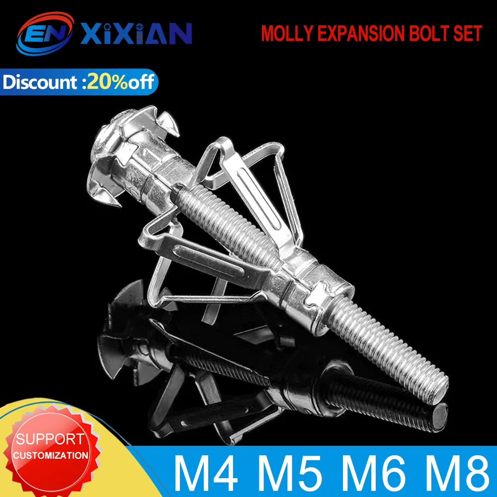 Molly Expansion Bolt Set M4 M5 M6 M8 Practical Drywall Anchor with Screw Self Drilling Wall Home Pierced Gypsum Board Fiberboard