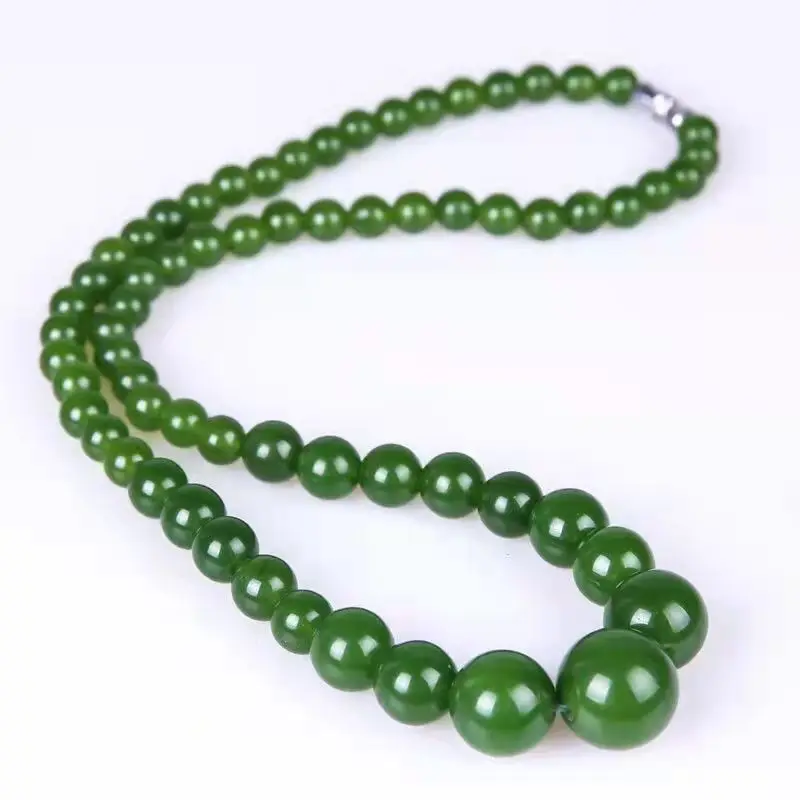 Natural Green Jade Beaded Necklace Women Healing Gemstone Fine Jewelry Myanmar Grade A Jadeite Burma Jade Round Bead Necklaces