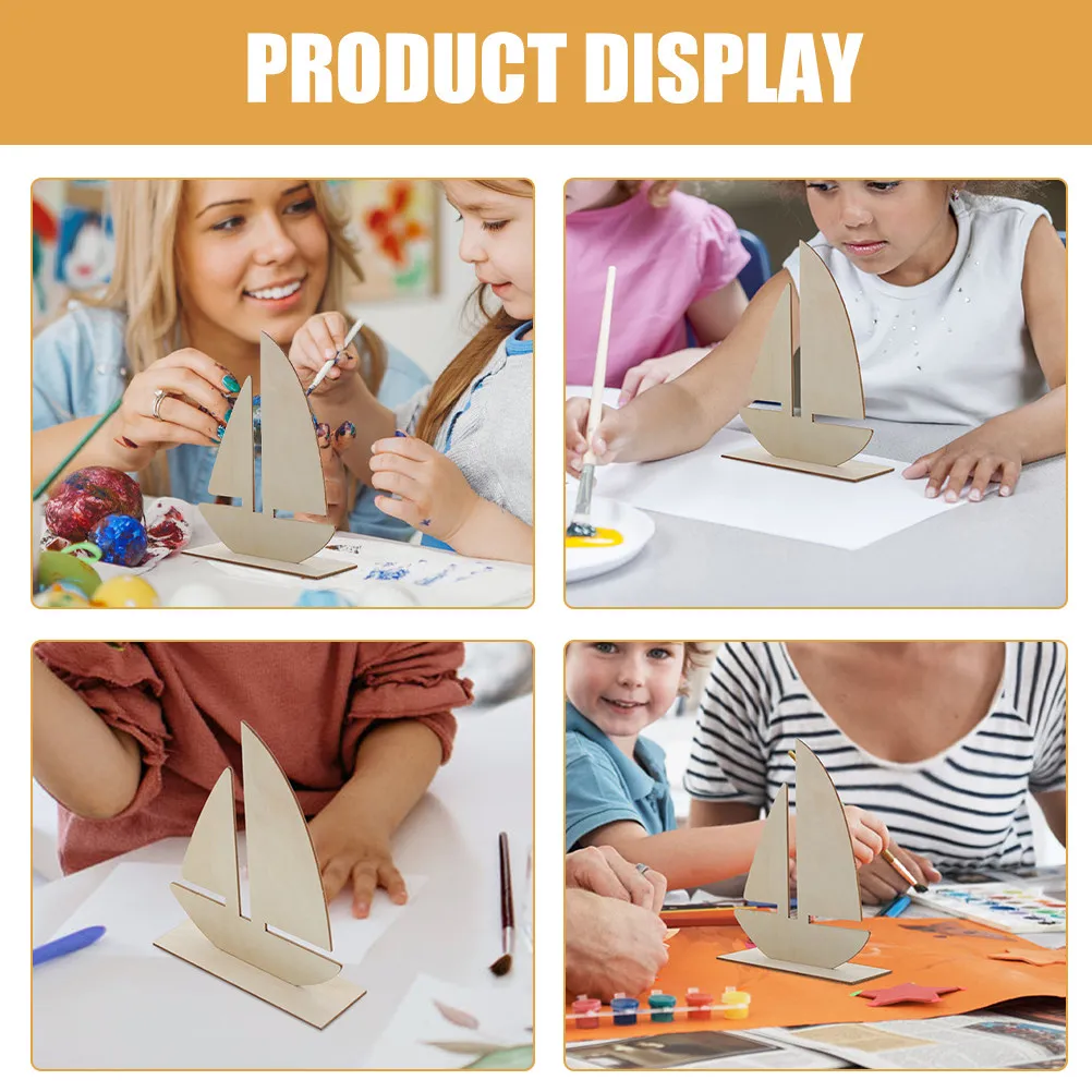 15Pcs Unfinished Wooden Sailboat Craft Kit DIY Painting Base for Nautical Home Decor Ocean Theme Party Crafts Blank Wood Cutouts