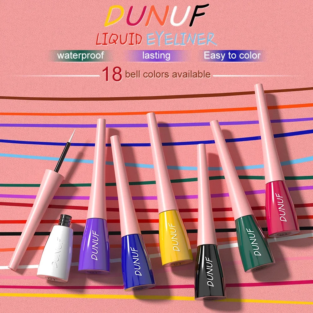 DUNUF Matte Colorful Liquid Eyeliner Pencil Waterproof Lasting Makeup Liquid Eye Liner Blue Green Yellow Eyes Cosmetics Pen