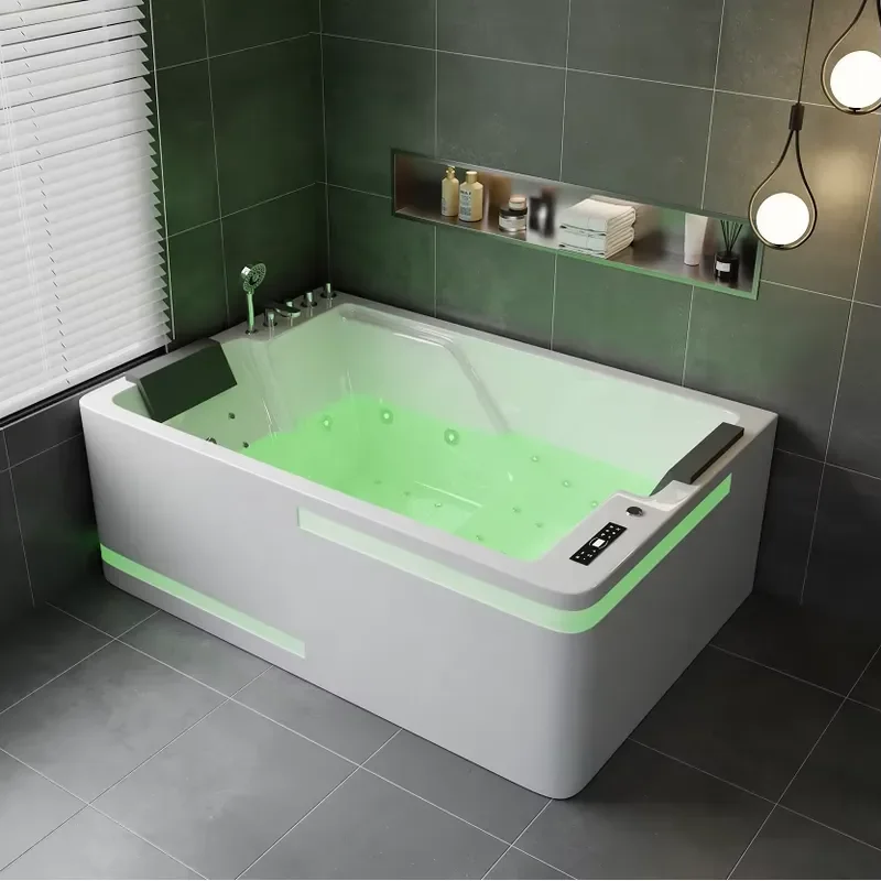 Rectangle 180x120cm Bathtubs & Whirlpools with Modern Lights and Massage Jets for Double Person