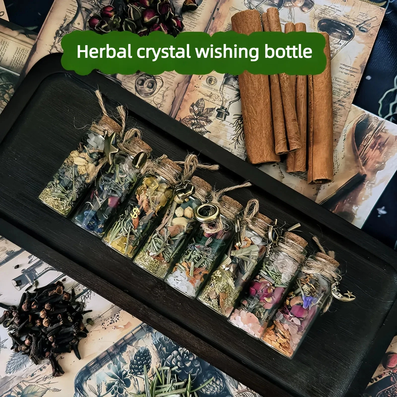 

Natural Crystal Herbal Energy Bottle Gravel Wishing Bottle Halloween Magic Bottle Transfer Money Drift Bottle Ornaments