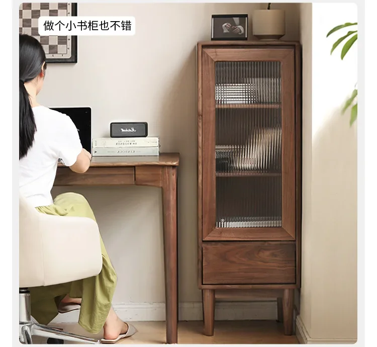 

Solid wood side cabinet narrow cabinet living room crevice locker black walnut