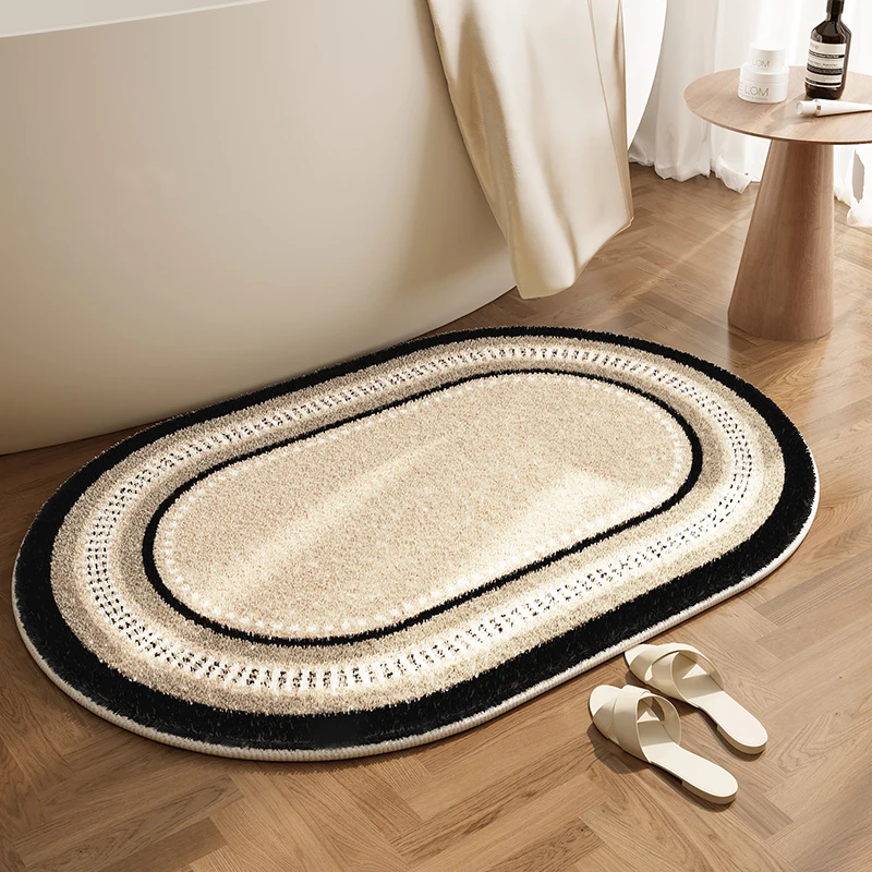 VIKAMA Bathroom Water Absorbing Floor Mat, Soft and Anti-Slip Floor Mat, French-Inspired Entrance Floor Mat, Home Decoration