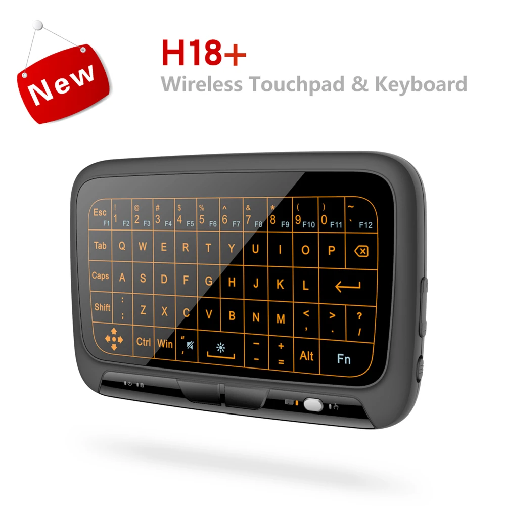 H18 Mini Full Touch Screen 2.4GHz Air Mouse Touchpad Retroilluminazione Tastiera wireless Plug And Play Tastiera QWERTY intelligente per IPTV