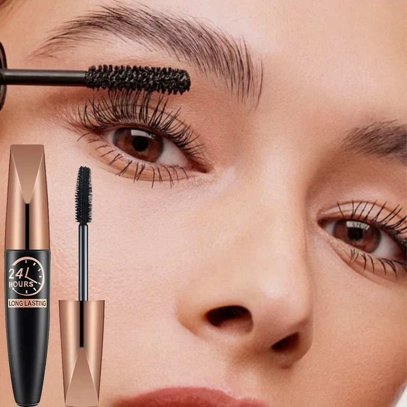 24 Hours Long-wearing Mascara 4D Silk Fiber Eyelashes Natural Curling Thick Eyelashes Waterproof Easy To Clean Mascara Makeup