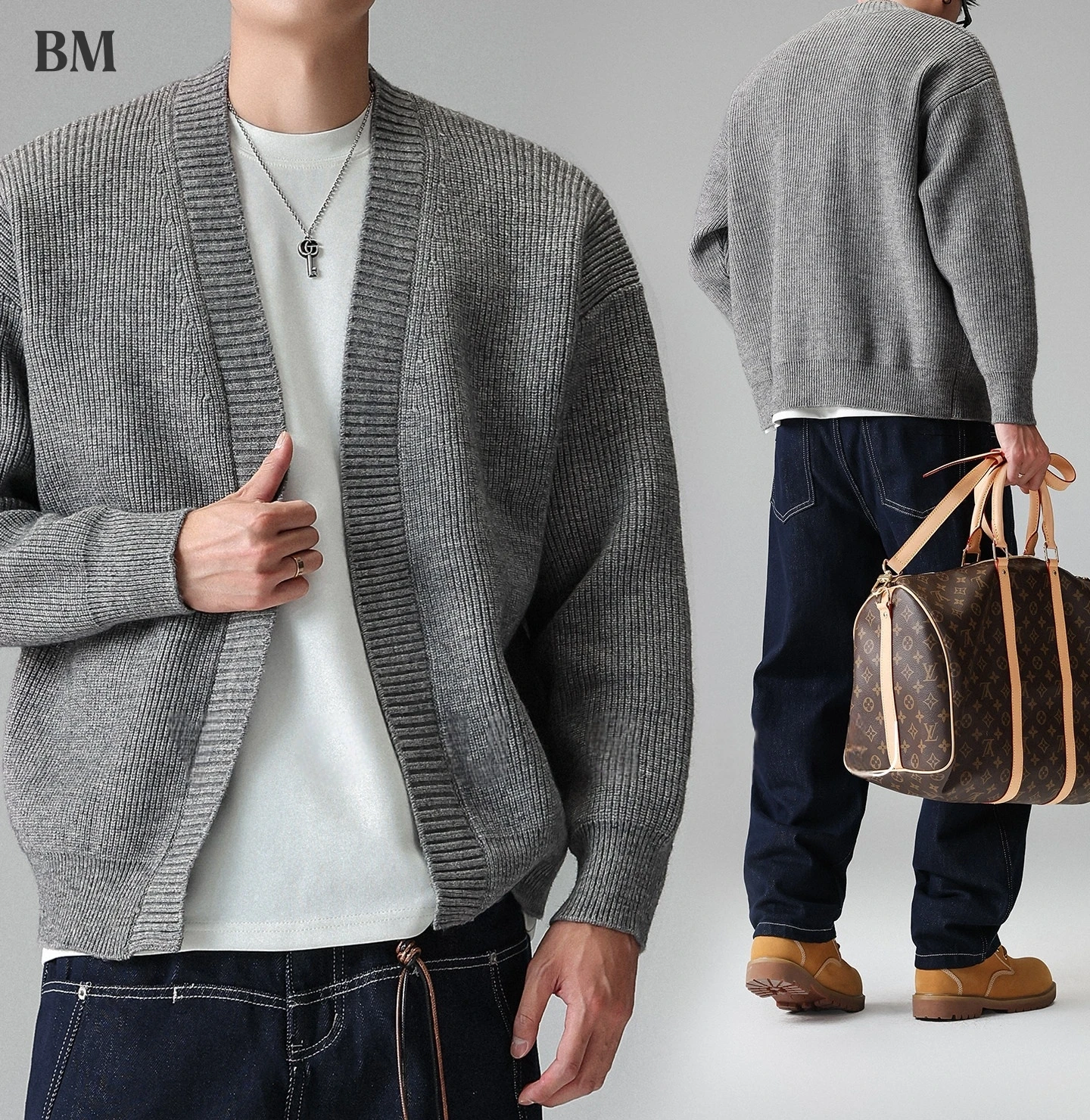 

Mens Cardigan Sweater Korean Style Loose Fit Preppy Solid Color Oversized Knit Casual Spring Autumn Warm Coat Trendy Tops Male