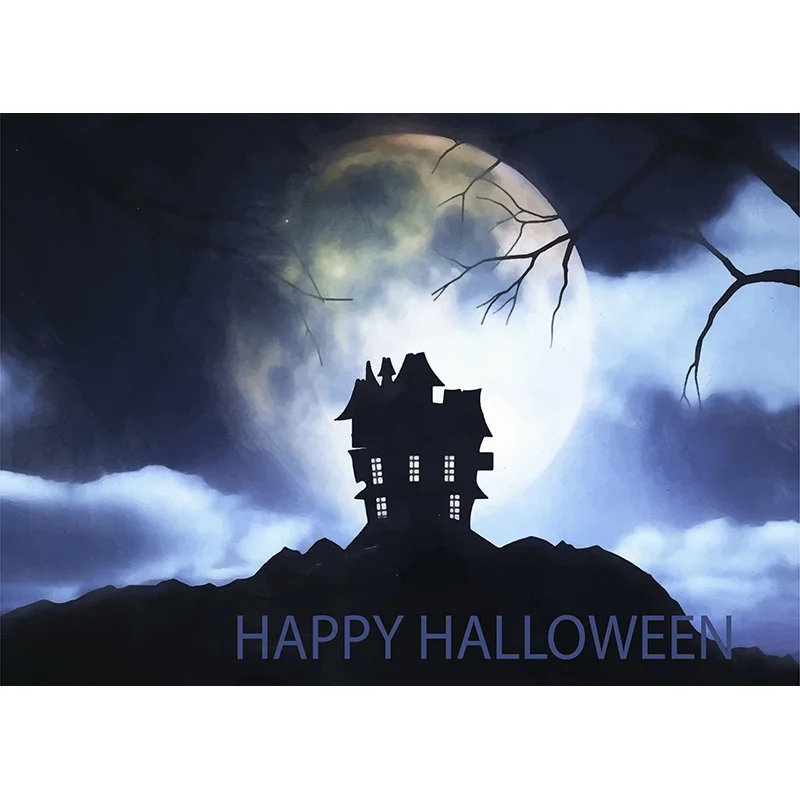 خلفية الهالوين من نيتري ، خلفية التصوير الفوتوغرافي ، مستلزمات استوديو الصور ، قلعة حجر القبر ، فانوس اليقطين ، القمر ، الاستوديو ، من #6