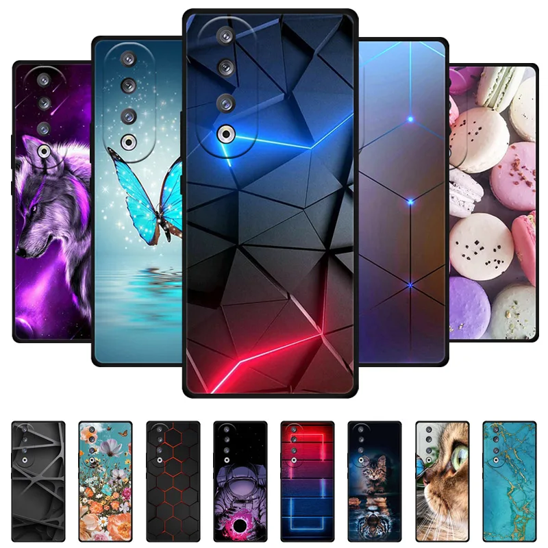 For Honor 90 Lite / Honor90 Pro 5G Case 2023 Silicone Soft Lions Cat Black Bumper Coque for HONOR 90 Pro 90Lite Protective Funda