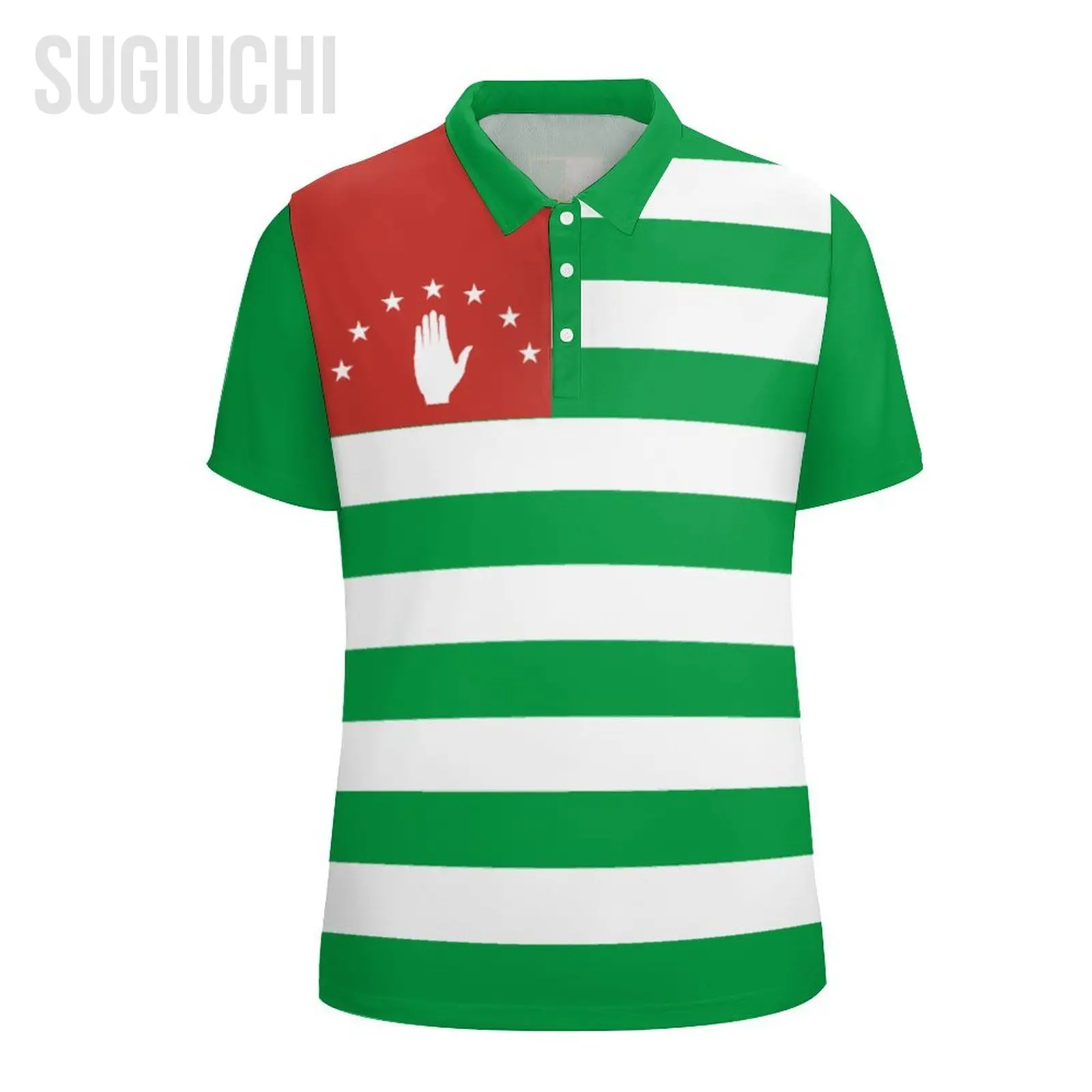 Unisex Polo Shirt Republic of Abkhazia Flag 3D Print Man Polo Fashion Clothing Tracksuits Short Sleeves