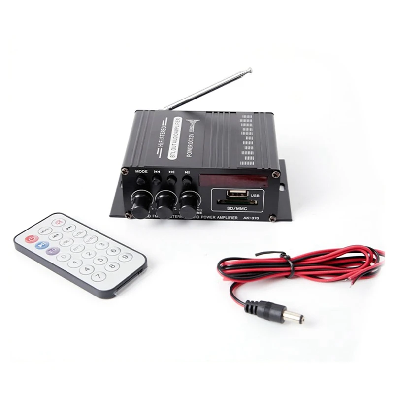 

New AK370 Home Digital Amplifier Mini Hifi Bluetooth Audio Power Amplifier For SD Card U Disk Aux Speaker Mp3 Stereo Sound