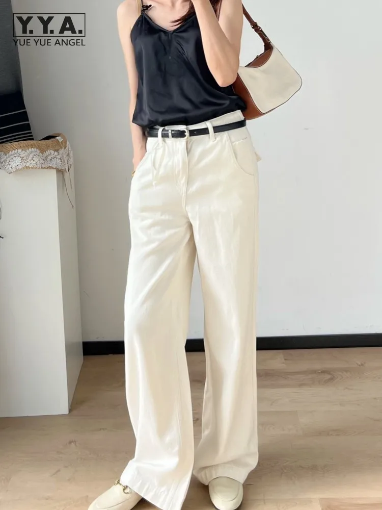 Women Versatile Wide Leg Pants Comfortable Casual Long Trousers Female Spring Summer Fashion Office Lady Streetwear Jeans Pants