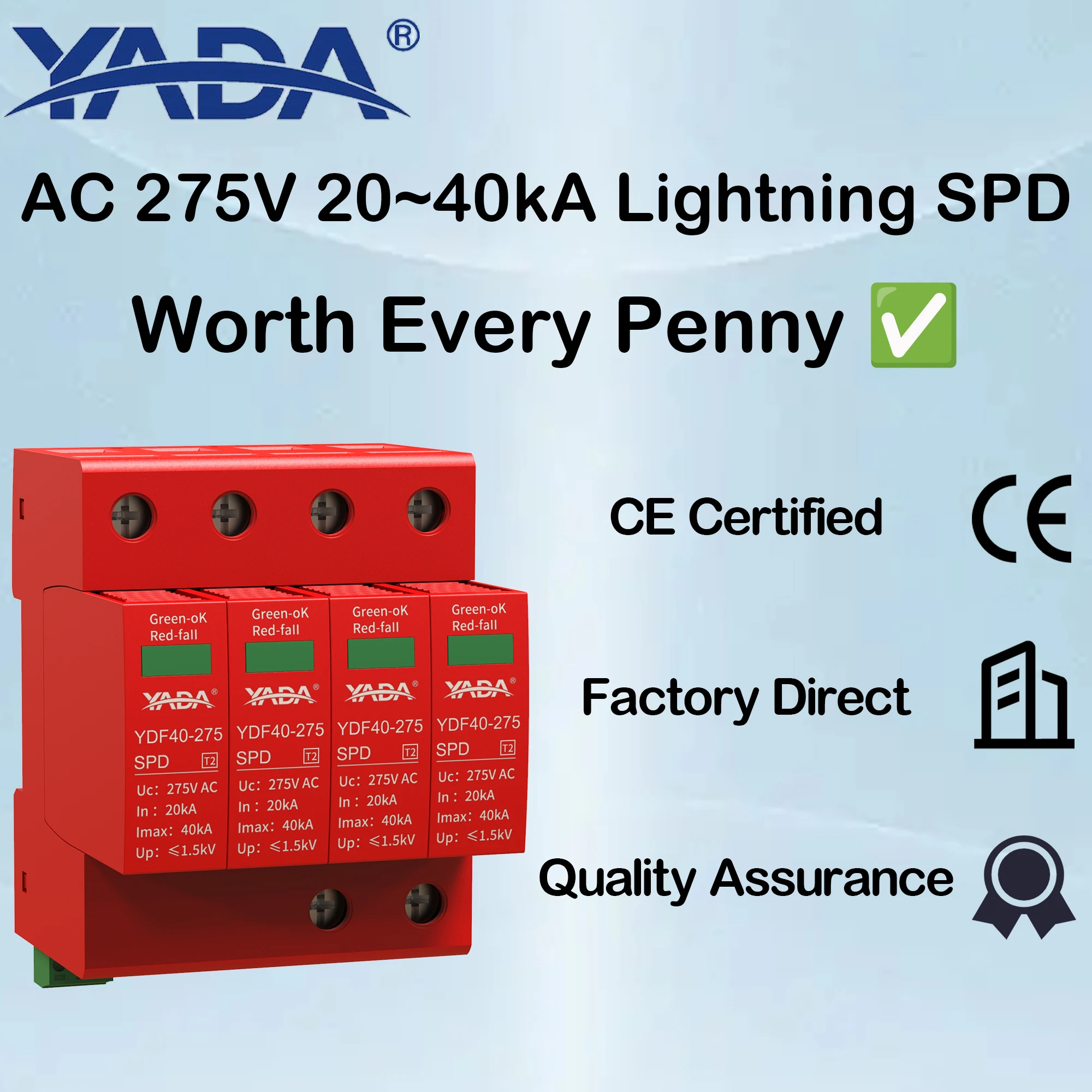 

AC Lightning SPD сетевой фильтр 275 В 20 ~ 40 кА, 2+0/3+0/4+0 Модульный ограничитель DIN-рейки для надежной защиты от перенапряжения