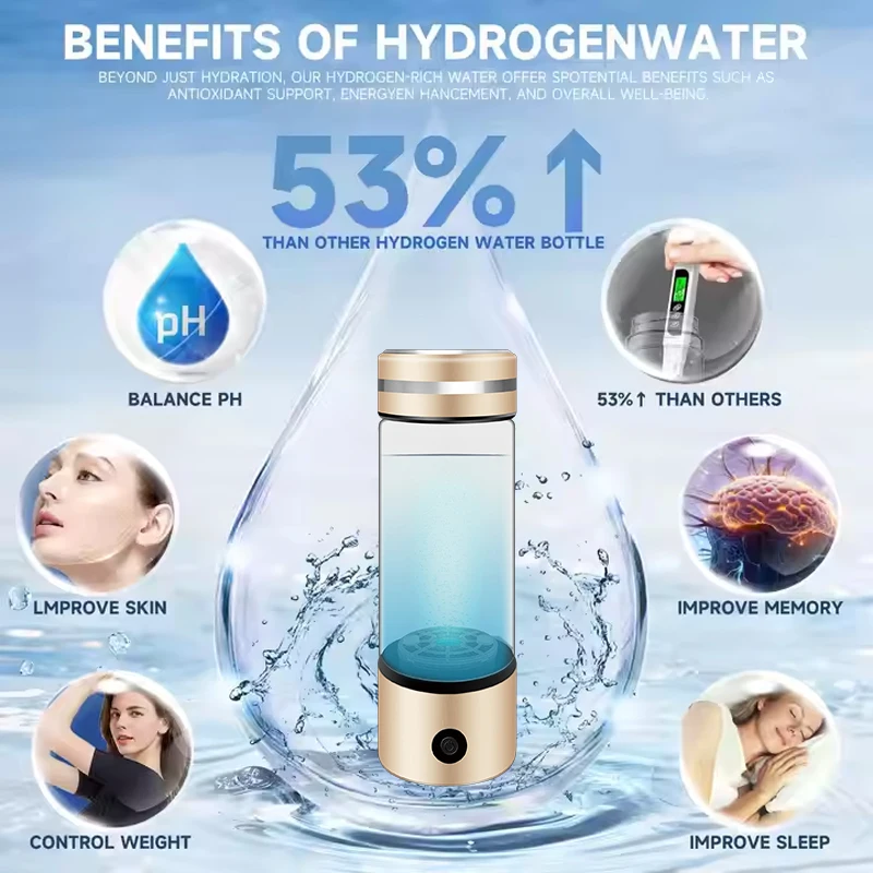 3000PPB SPE زجاجة الهيدروجين المياه 330 مللي كوب ماء الهيدروجين الزجاجي الغنية الهيدروجين المياه المؤين ماكينة مولد الزجاجات