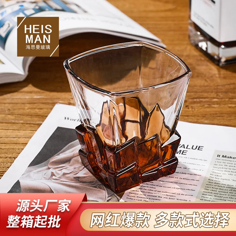 Withered Ice cube cup, gemstone water cup, 2024 new women's glass cup, high-end feeling, light luxury beverage cup, whiskey glas