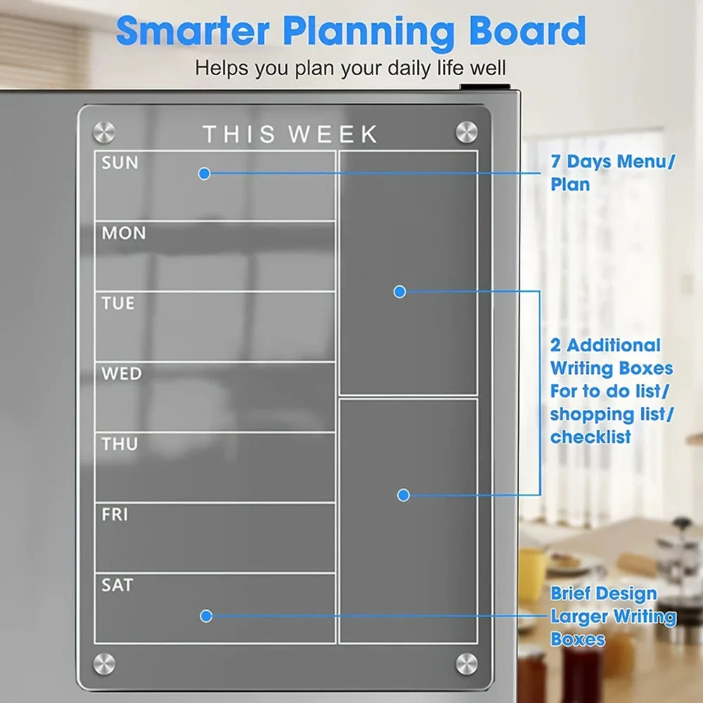 Magnetic Magnetic Message Board Transparent Reusable Clear Chore Chart 20*30cm Fridge Dry Erase Board To Do List