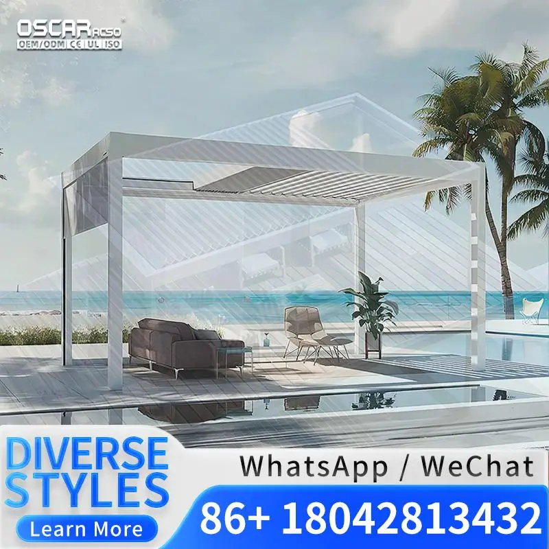 

Adjustable 6m x 4m Bioclimatic Wall Mounted Aluminum Frame Powder Coated Natural Pressure Treated Wood Patio Garden Balcony Out