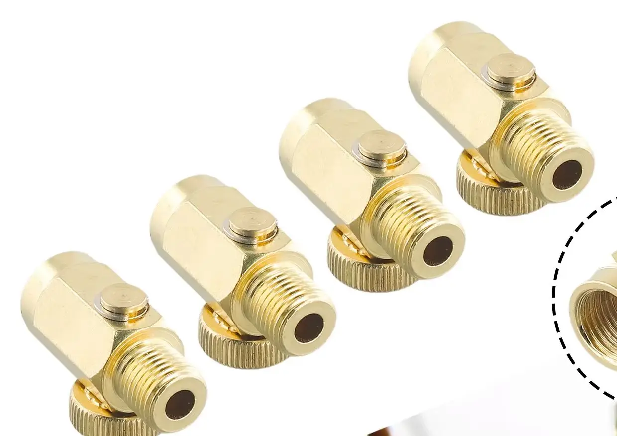 

4-pack 1/4 NPT Straight-Through Pressure Regulators, Brass, Compressed Air Pressure Valves, Pneumatic Tool Pressure Adjustment