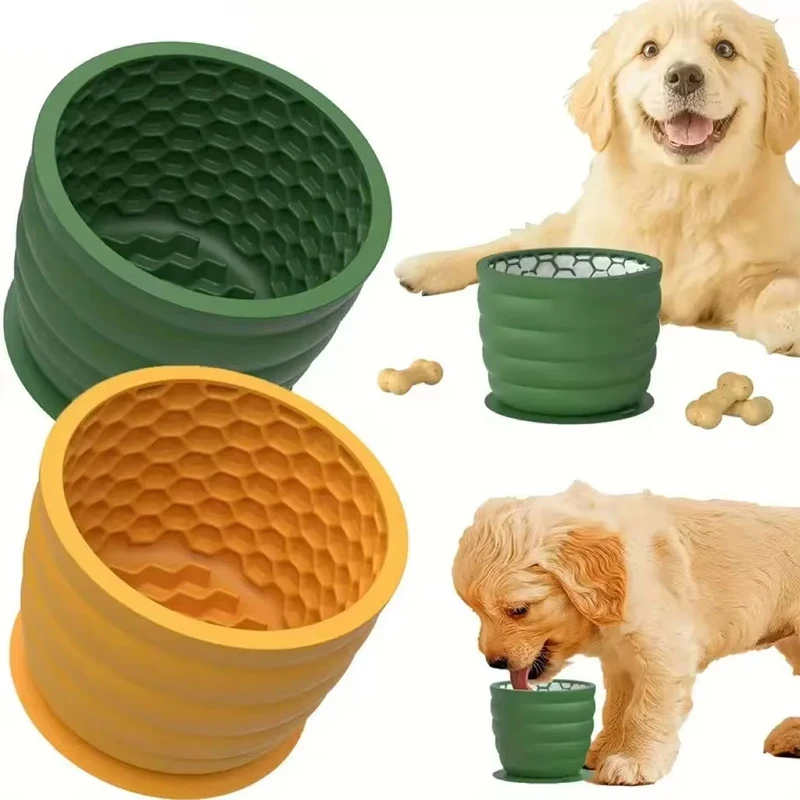 

Large Capacity Non-spill Slow Feeder Dog Bowl Anti-slip Dispersal Attention Silicone Pet Licking Food Bowl Gamelle Pour Chien