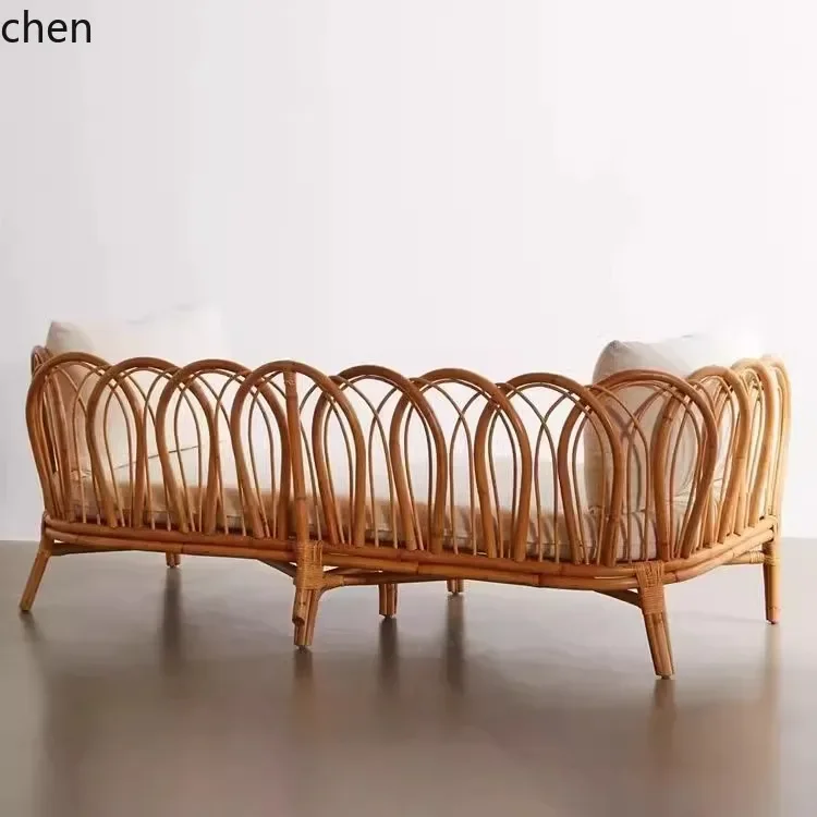 H5.25 single double chair small apartment bed and breakfast living room leisure hand-woven sofa rattan chair combination