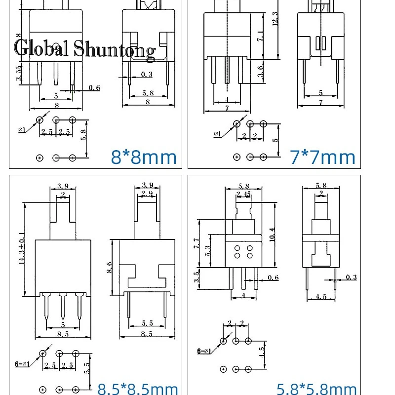 40Pcs Non-Self-Locking Switch / Self-Locking  5.8*5.8 7*7 8*8 8.5X8.5MM Key  Cap 