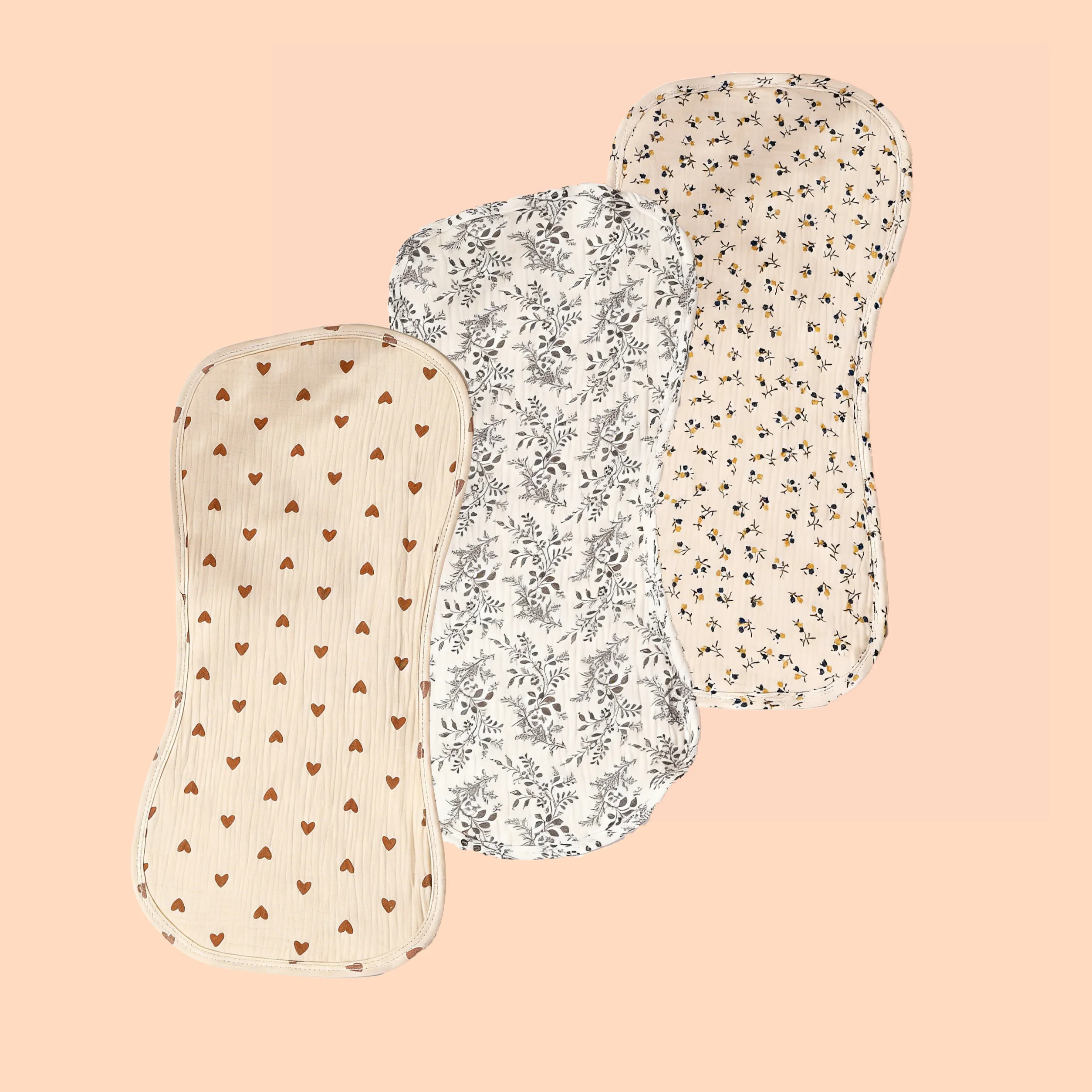 3 Pack 6 Layer Cotton Muslin B - Printed Bibs Pack recension och pris