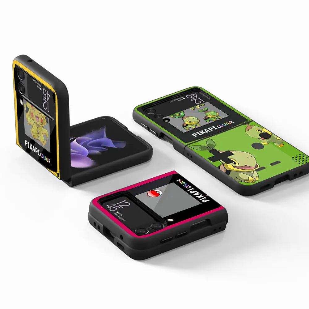Cartoon Pokemon Retro Gaming Console Case for Samsung Galaxy Z Flip 4 3 5G Black Hard PC Phone Cover Zflip4 Zflip3 Flip4 Flip3 image 6