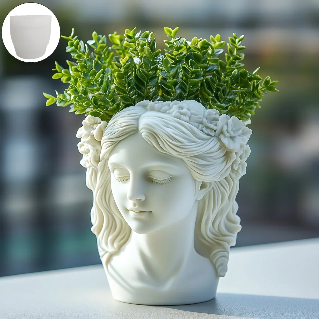 Florero de estatua de diosa de Venus, molde de silicona de resina, escultura de belleza Atenea, maceta de flores suculentas, caja de almacenamiento, molde de yeso, moldes artesanales