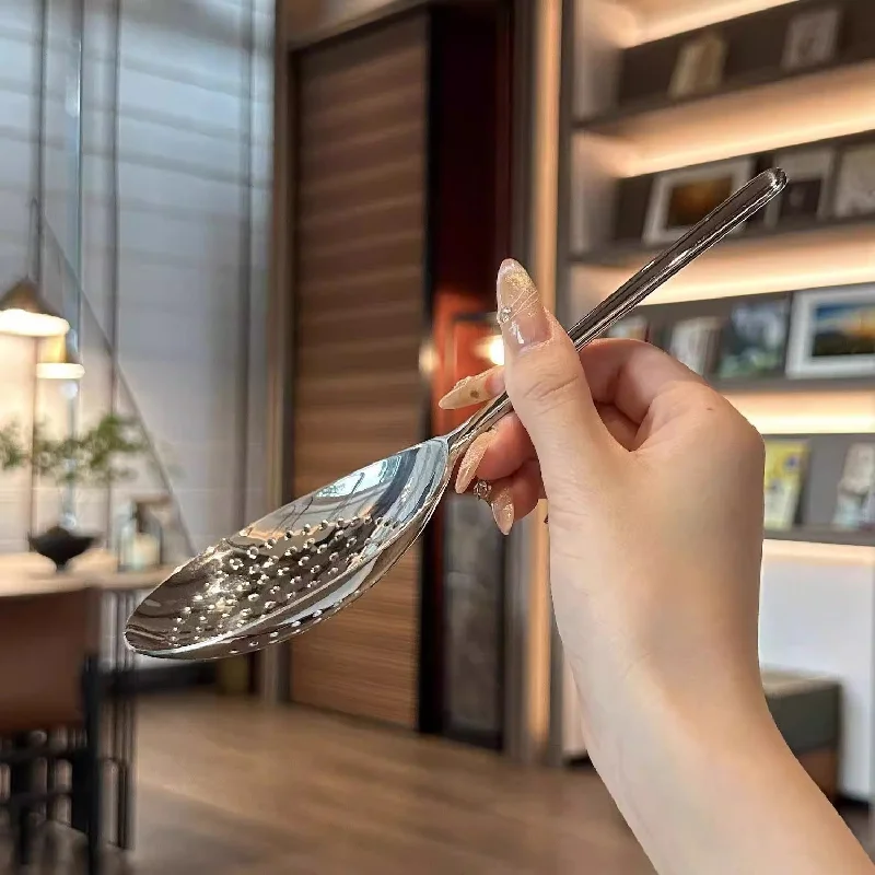 Stainless steel rice spoon, thickened household serving spoon, kitchen serving spoon, large serving spoon, public use spoon