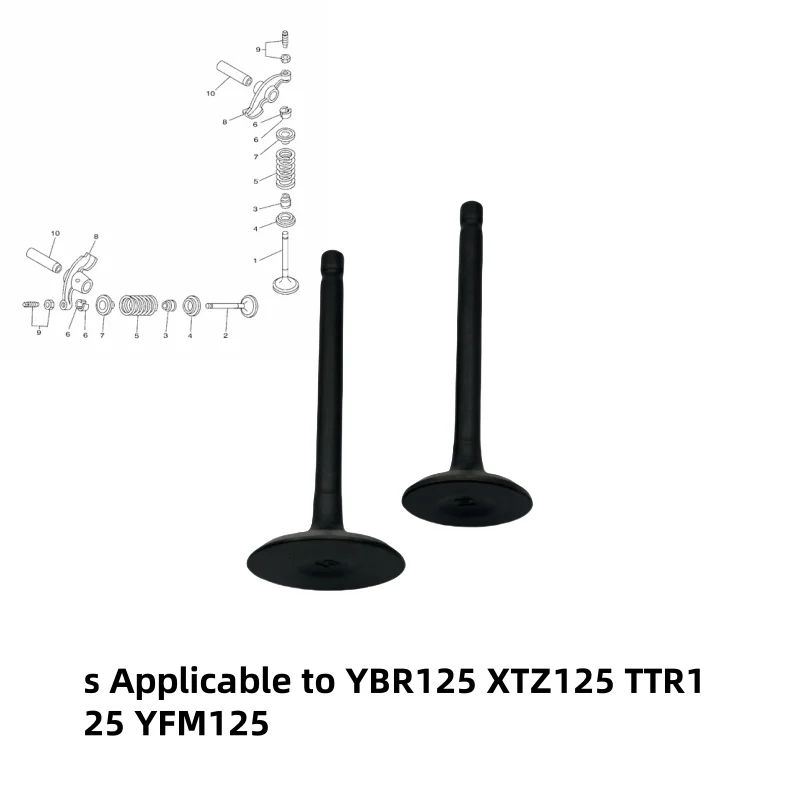 Motorcycle Valves Suitable for Ybr125 Xtz125 Ttr125 Yfm125 Xt125 Cylinder Head Valves, Intake Valves, Exhaust Valves, Motorcycle Parts, Engine Parts