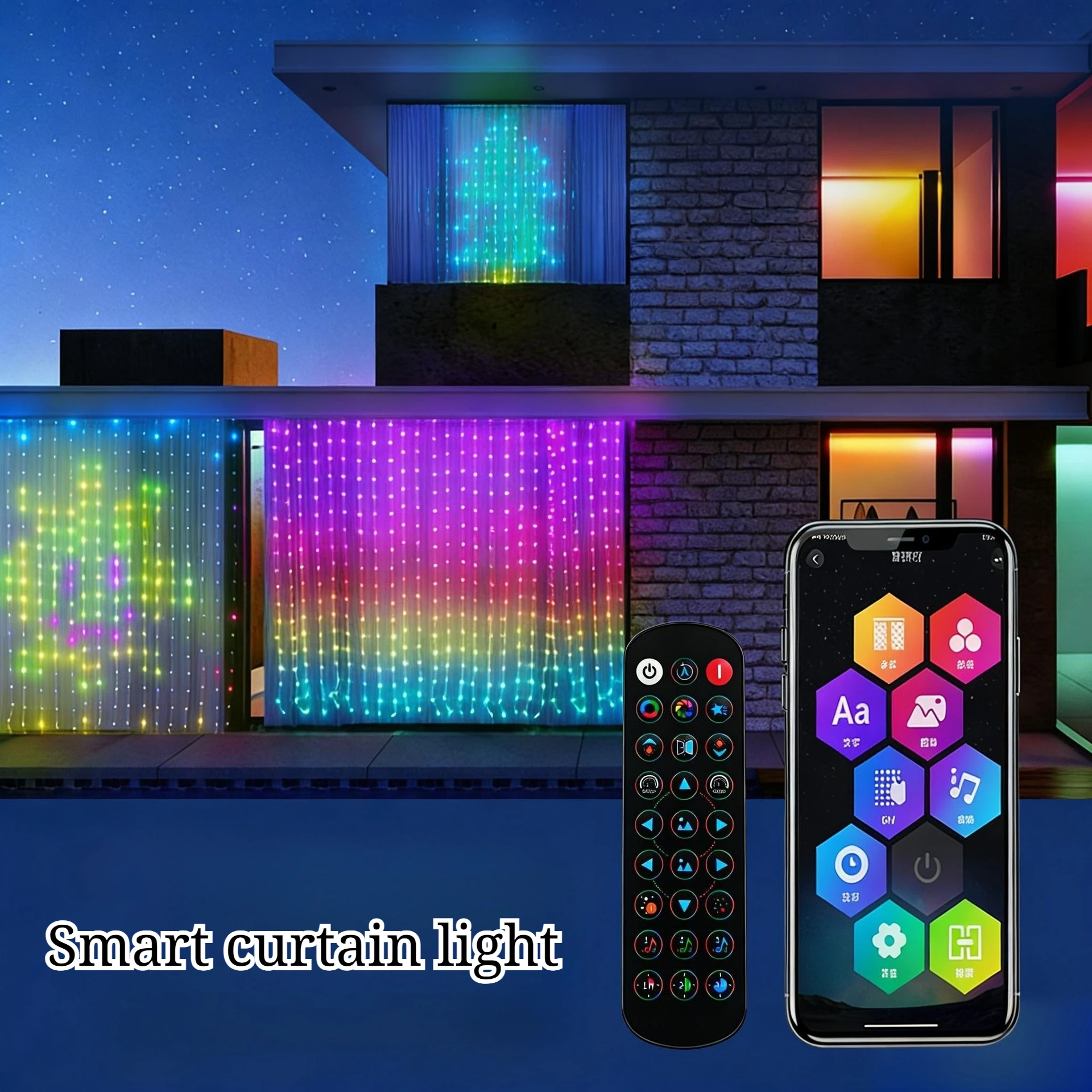 DIY Programmable RGB Point Control LED Wire Curtain String Lights, Smart APP Color Changing Ambient Fairy Decor Lights